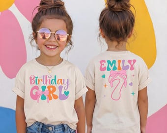 Custom 7th Birthday Shirt Two Sided Ballet Bow Sweatshirt Retro Girl Name Tee