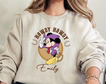 Mickey Minnie Shirt, Western Minnie Mouse Tee, Howdy Disney T-Shirt, Cute Cowboy Trip Tee, Country Style Matching Shirts