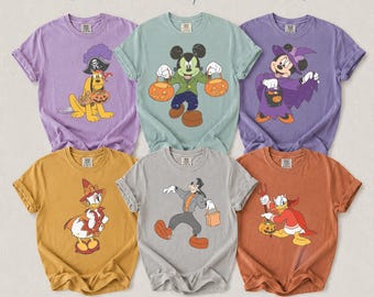 Disney Halloween Ghost Shirt Comfort Colors  Vintage Spooky Fall Teacher Graphic Tee