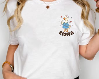 Custom Cute Duck Nurses Day Shirt Personalized Pocket Hoodie Medical Sweatshirt Top