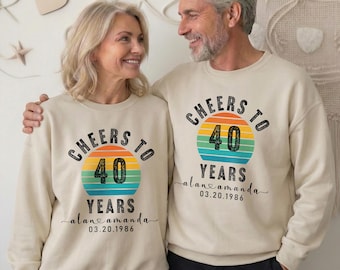 Custom 40th Anniversary Cotton Shirt – Cheers to 40 Years, Milestone Celebration Sweatshirt,