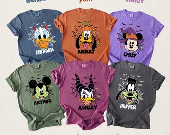 Disney Character Halloween Comfort Colors Shirt, Custom Spooky Family Tee, Kids Costume Gift
