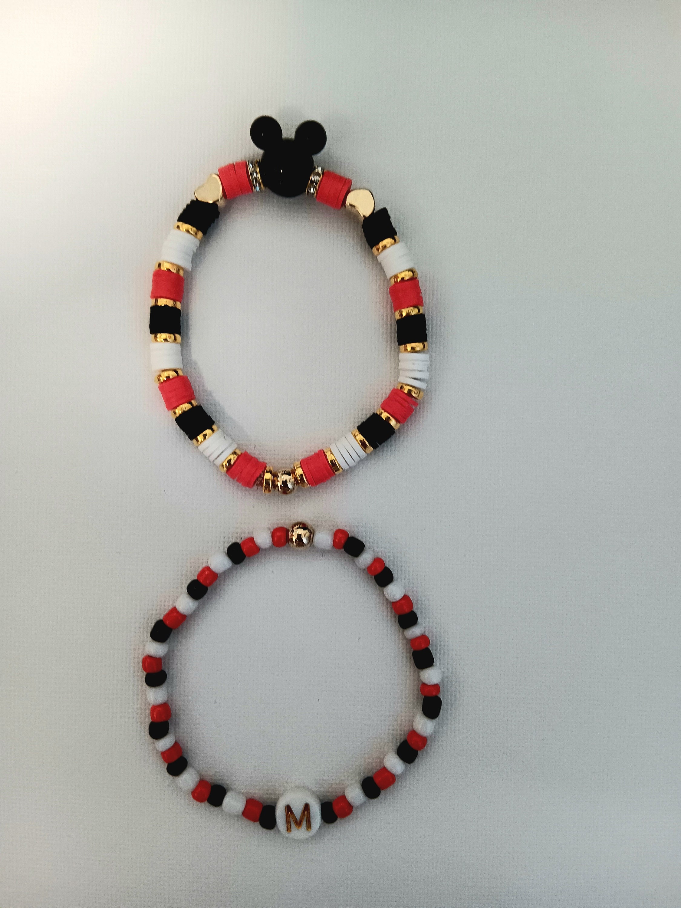 Mickey Mouse Bracelets Set, Haishi Beads, Clay Beads, Glass