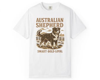 Australian Shepherd Illustration T-shirt | Smart Bold Loyal Western Ranch Design