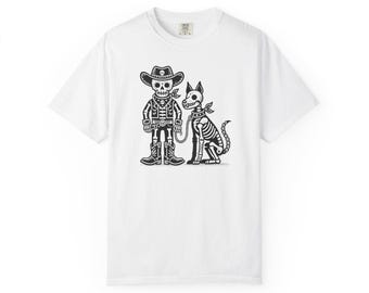 Two Dogs One Trail T-shirt | Día de los Muertos Cowboy