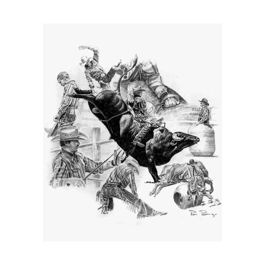 Bull Riding Collage, Custom Print - Etsy