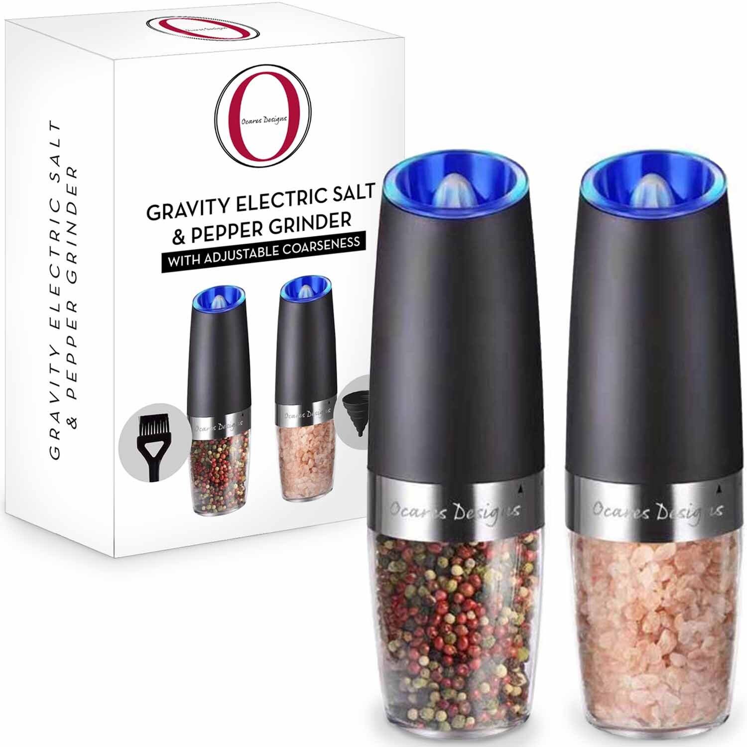 Product Authenticity Guarantee OPUX BatteryOperated Salt and Pepper Grinder Set with LED Light
