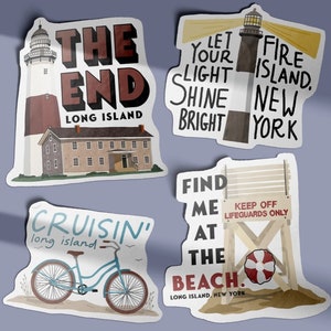Long Island New York Stickers - Montauk, Fire Island, Beach & more