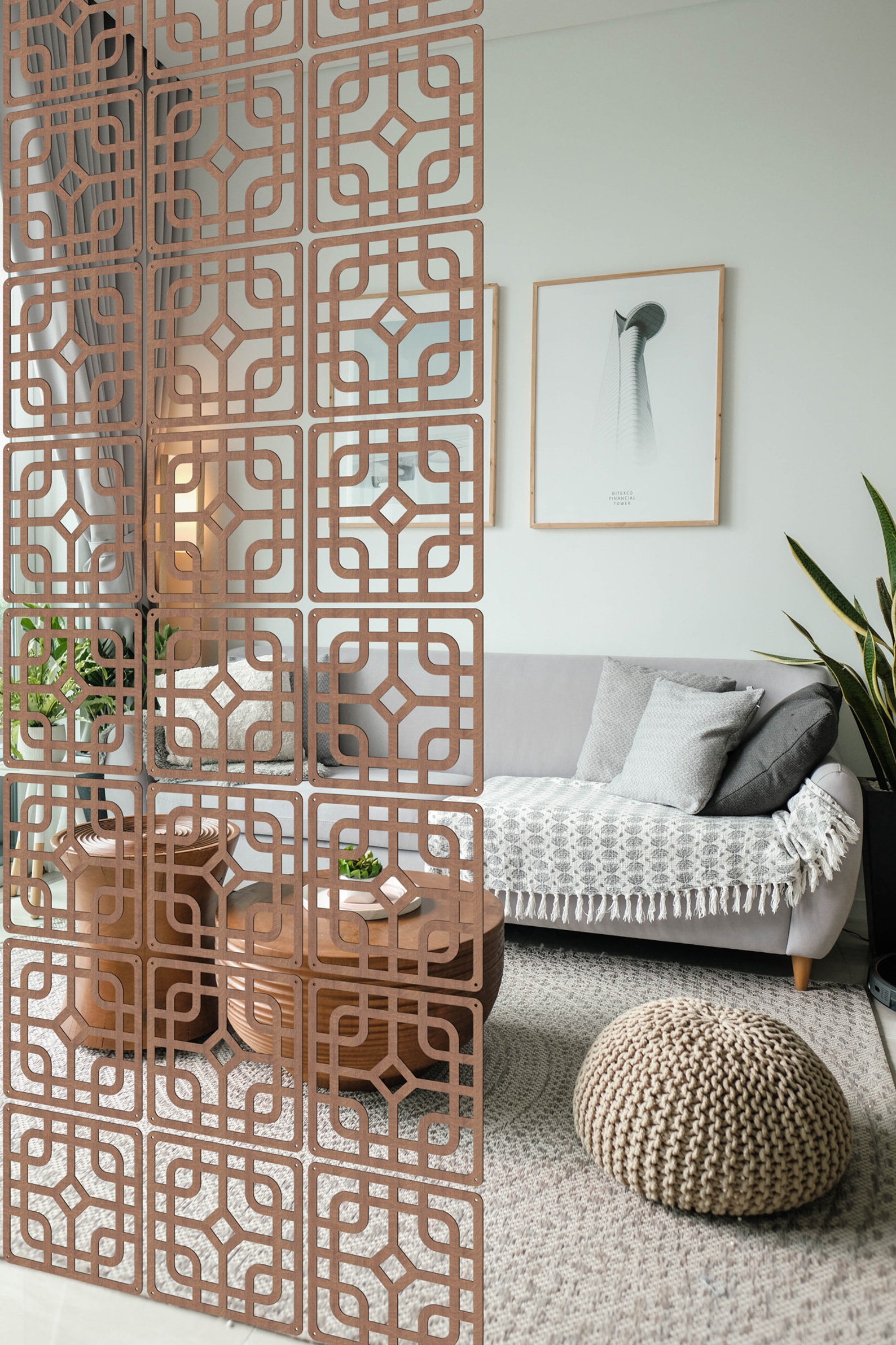 Wooden Hanging Room Divider Panels, Interior Partition, Room Divider