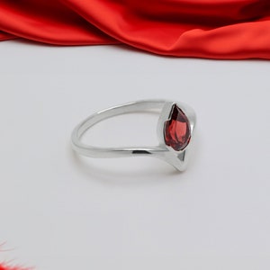 Garnet Ring, January Birth Stone • Sterling Silver band •A Perfect Gift • For women • A Perfect Gift For Her