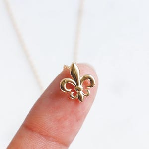 Collier pendentif fleur de lys délicat, bijoux lys royaux simples, demoiselle d'honneur, détails fins, cadeau pour petite amie trempé dans de l'or