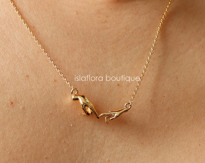 The Hands Necklace, Painter Artist, Creation of Adam charm, Aesthetic, Gold Dipped Minimalist Jewelry, Funny Bridesmaid Art School Her Gift