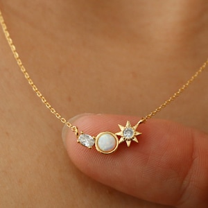 Gold Dipped Opal Point Necklace: Crystal Sunshine Charm, 16&quot; Chain