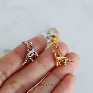 Dainty Brachiosaurus Necklace: Gold or Silver Dino Charm