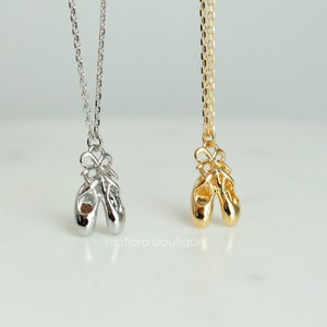 Ballet Shoe Necklace: Gold Dipped Ballerina Pointe Dance Jewelry