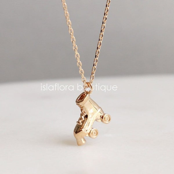 Dainty Detailed Rollerskate Pendant Necklace, Roller Skate Charm, Aesthetic, Silver, Gold Dipped Minimalist Jewelry, Bridesmaid Her Gift