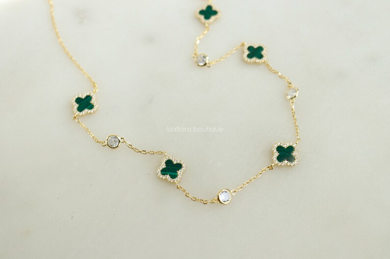 Fairley Green Agate Clover Necklace