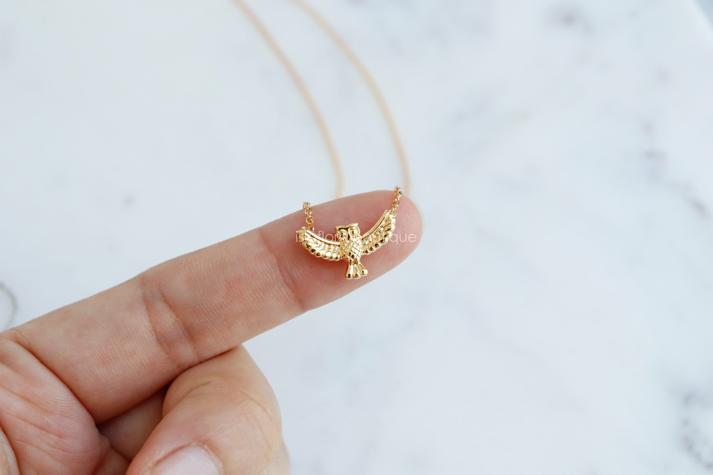 Dainty Owl Necklace, Gold Dipped Bird Jewelry, Nature, Night Owl Charm, Forest Gift for Her