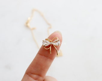 TIESOME Collana con fiocco in oro, ciondolo a forma di fiocco delicato