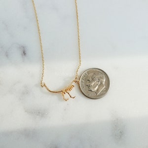 Dainty Realistic T-Rex Skeleton Necklace, Gold Plated 3D Tyrannosaurus Bone Display, Cute Silver Detailed Jewelry, Science Anthropology Gift
