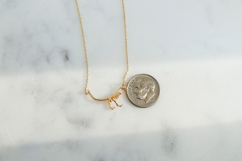 Dainty Realistic T-Rex Skeleton Necklace, Gold Plated 3D Tyrannosaurus Bone Display, Cute Silver Detailed Jewelry, Science Anthropology Gift