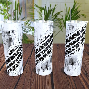 Tire track and Grease (+ 8 FREE Designs!) - 20oz Straight Skinny Tumbler Full Wrap Template - PNG Digital Download - Sublimation