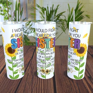 Sisters - 20oz Straight Tumbler Design Template for Sublimation - Full Tumbler Wrap - PNG Digital Download