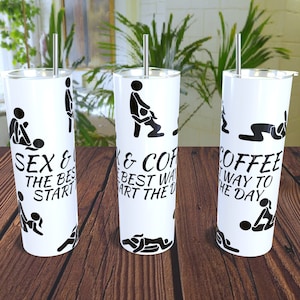 Sex and Coffee - 20oz Straight Tumbler Design Template - Full Tumbler Wrap - PNG Digital Download
