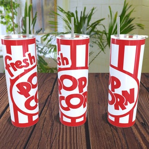 Popcorn - 20oz Straight Tumbler Design Template for Sublimation - Full Tumbler Wrap - PNG Digital Download