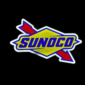 May include: A yellow and blue logo with the word "SUNOCO" in blue letters. The logo is on a red and white arrow.