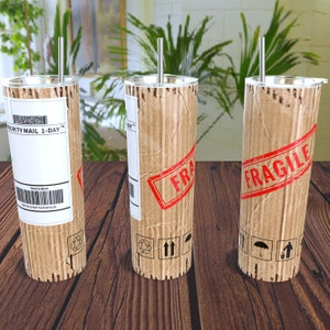 Etykieta na pudełko wysyłkowe (+ 8 BEZPŁATNYCH WZORÓW!) - 20oz Prosty, wąski szablon do pełnego opakowania na kubek - PNG do pobrania w wersji cyfrowej - Sublimacja