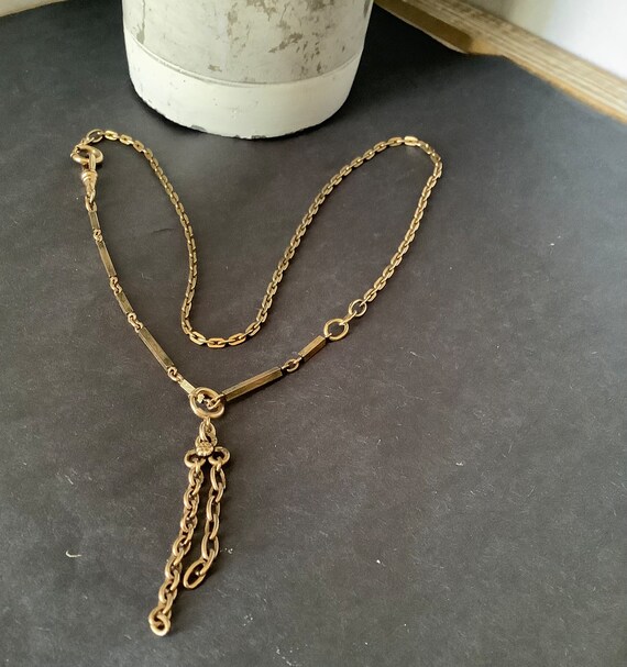 Vintage Antique Gold Filled Watch Chain Necklace … - image 7