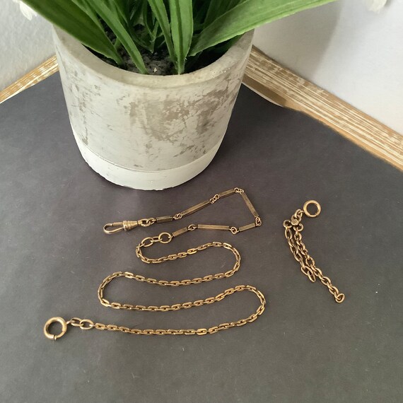 Vintage Antique Gold Filled Watch Chain Necklace … - image 8
