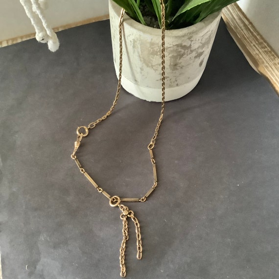 Vintage Antique Gold Filled Watch Chain Necklace … - image 9