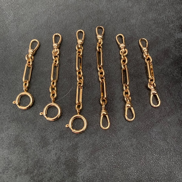 Gold Extender Chain Custom Length Clasps Charm Vintage Style Clip Chunky Plated Chain Trombone Paperclip