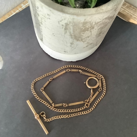 Vintage Antique Rose Gold Filled Watch Chain Neck… - image 3