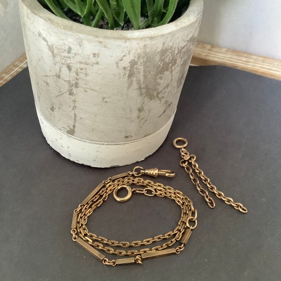 Vintage Antique Gold Filled Watch Chain Necklace … - image 2