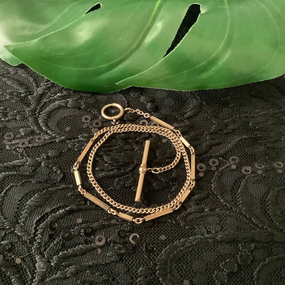 Vintage Antique Rose Gold Filled Watch Chain Neck… - image 1