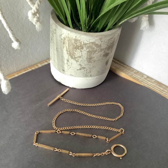 Vintage Antique Rose Gold Filled Watch Chain Neck… - image 6