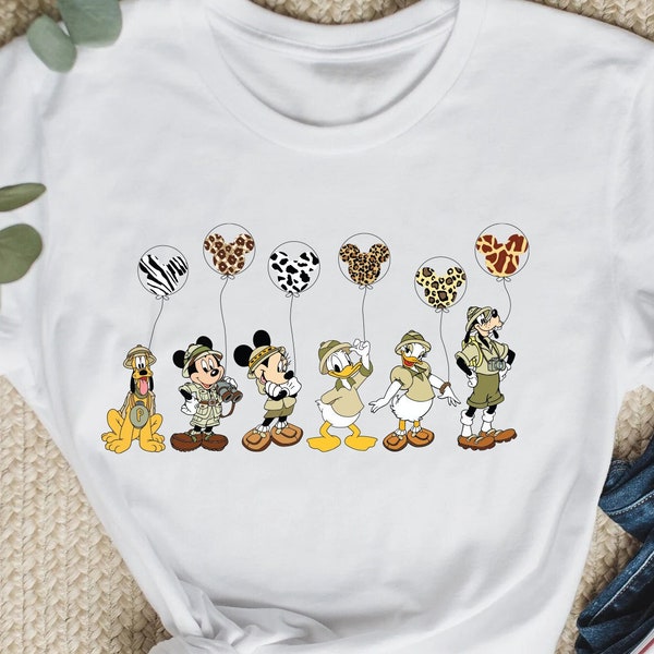 Mickey And Minnie Mouse Animal Kingdom Shirt, Mickey Safari Shirt, Disney Family Shirt, Disney Mickey Balloon Shirt, Disneyland Leopard Tee