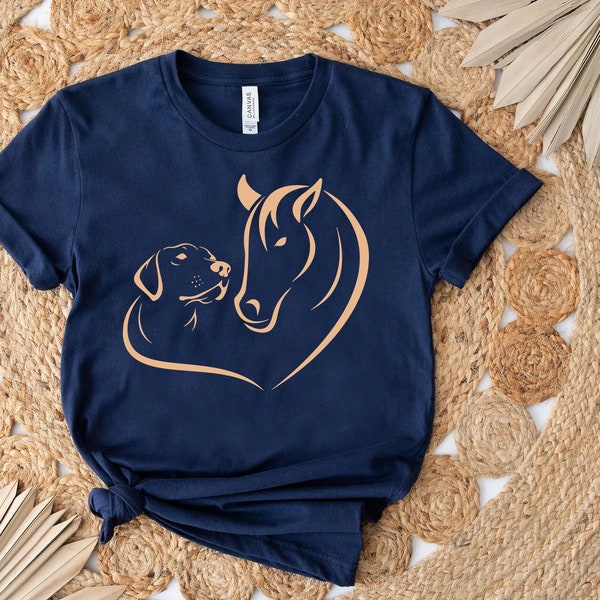 Horse Dog Lover Shirt, Dog Lover Gift, Horse Lover Gift , Heart Dog Horse Tees, Dog Lover Tee Shirt, Pet Lover Shirt, Animal Lover Shirt