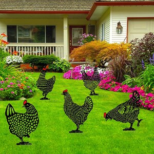 5 Piece Chicken Decoration, Handmade Garden Statues