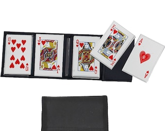 Lot de 5 cartes à jeter, quinte flush royale - coeurs - avec pochette de rangement