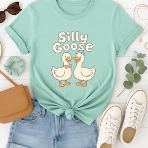 Silly Goose Shirt | Cute Geese Tshirt | Friend Gift Short Sleeve Tee | Best Selling Vintage Bird Animal Design T-Shirt