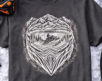 Schneemobil Helm Design T-Shirt | OffRoad Draußen Schnee Mobile Tee