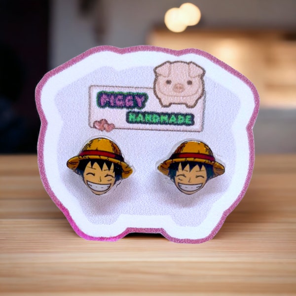 Luffy Earrings from One Piece - Unique Handmade Anime Jewelry