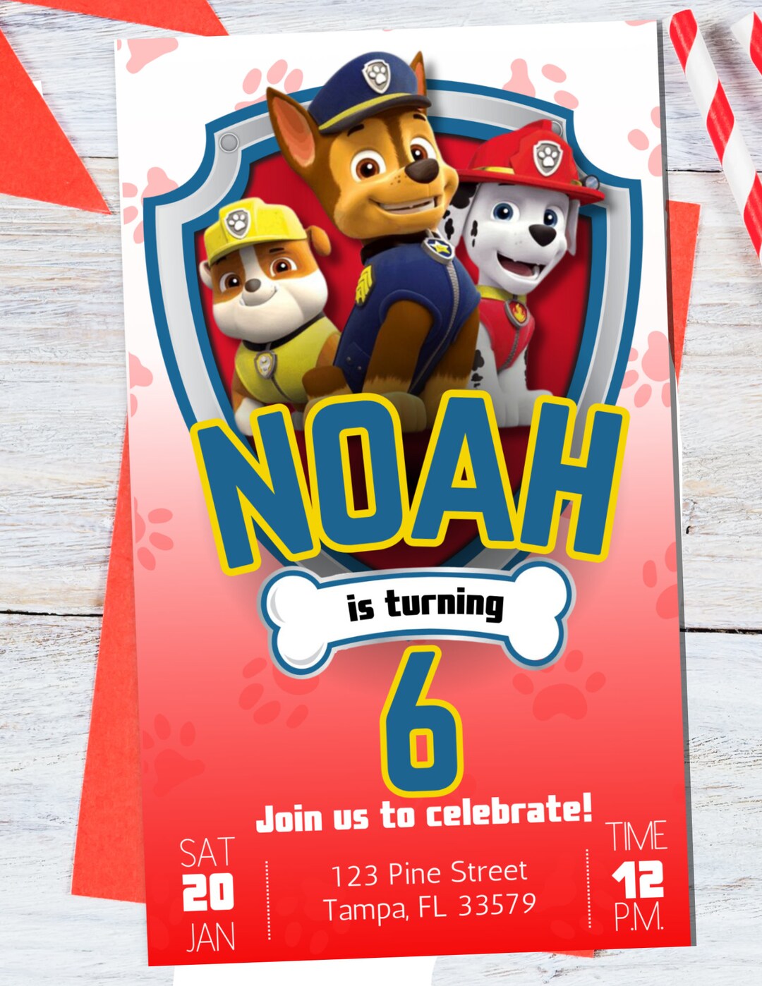 Editable Paw Patrol Birthday Invite Chase Birthday Paw Patrol Theme ...