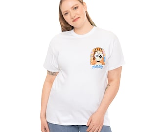 Camiseta personalizada de cumpleaños de Bluey MOM, camiseta de fiesta de cumpleaños, camiseta de niña Bluey Pink Bluey Bluey Mom