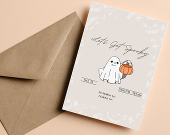 Invitación de Halloween - Seamos espeluznantes - Estética - Vibraciones de otoño - Invitación fantasmal espeluznante Invitación estética