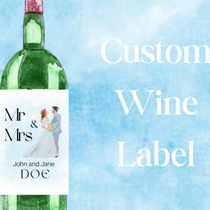 Wedding Wine Bottle Label Template | Water Color Wine Label
